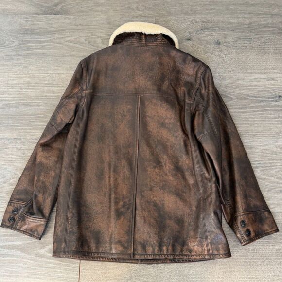 NWT Ralph Lauren Collection Cooper Shearling Ranch Coat in Brown and White - Picture 2 of 15